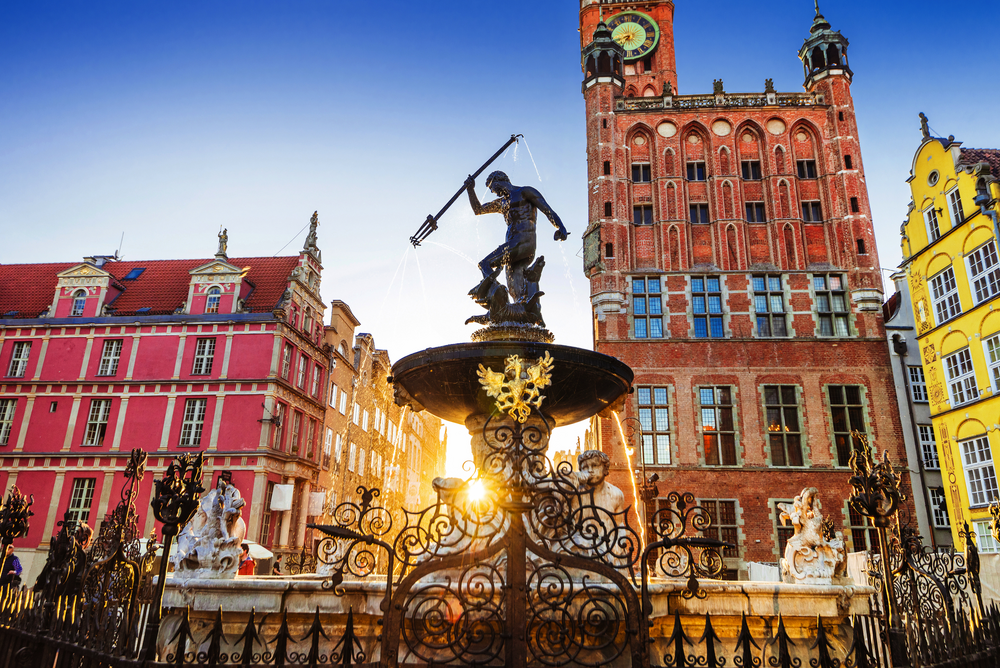 Brunnen im alten Zentrum der Stadt Danzig, Polen
